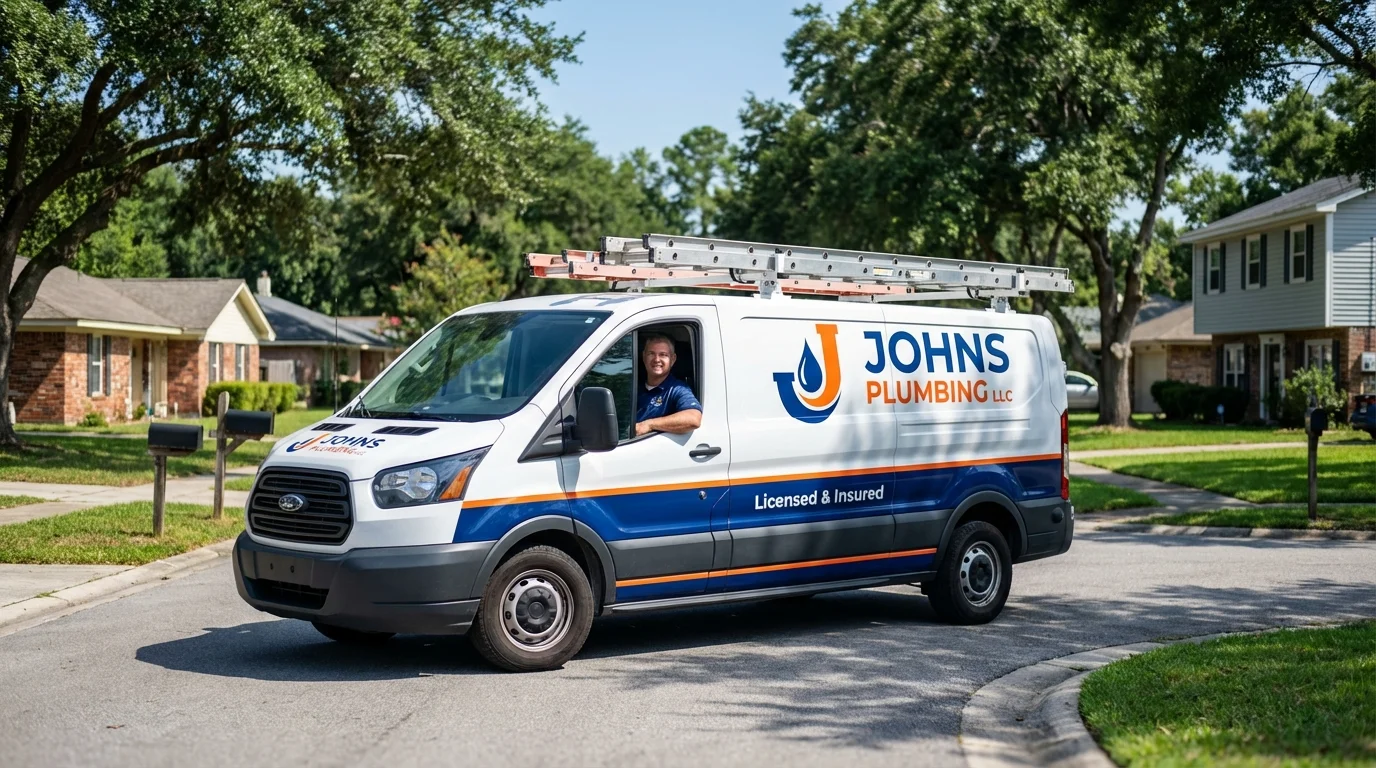 Johns Plumbing LLC service van in Rockmart, GA