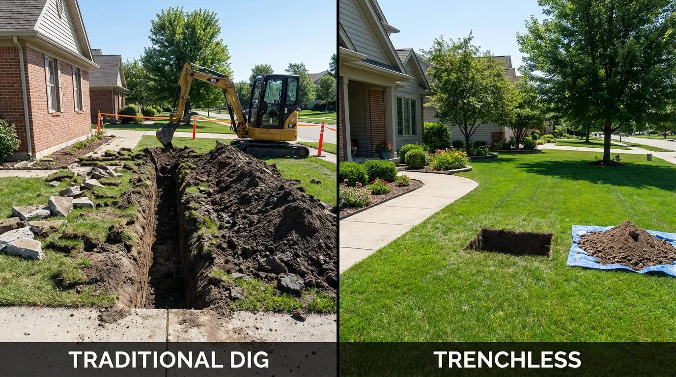 Trenchless sewer repair with minimal yard damage versus traditional excavation in Rockmart, GA
